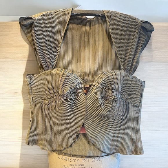 Cult Gaia Women's Milli Sweetheart-neck Pleated Top - XL - Picture 2 of 6